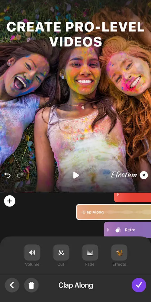 Screenshot of the Efectum app
