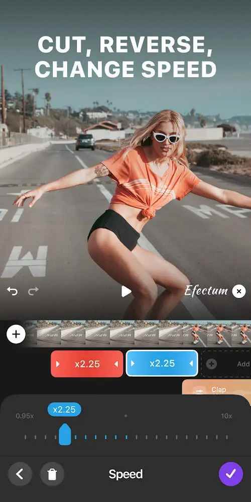 Screenshot of the Efectum app