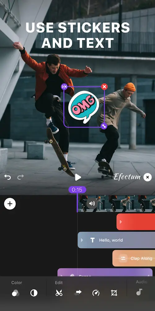 Screenshot of the Efectum app