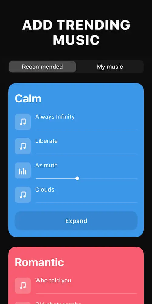 Screenshot of the Efectum app