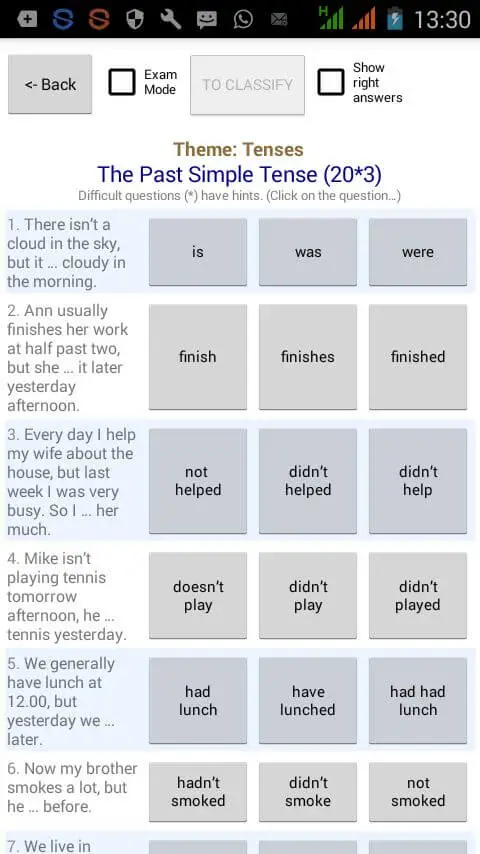 Screenshot of the English Tests app
