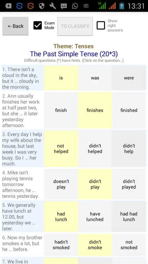 Screenshot of the English Tests app
