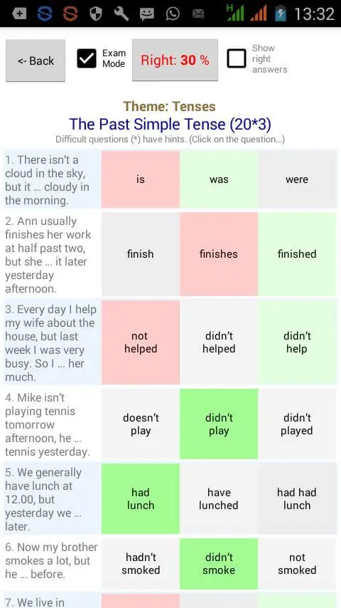 Screenshot of the English Tests app