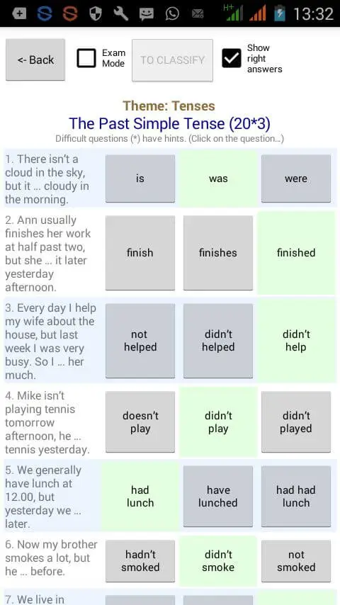 Screenshot of the English Tests app