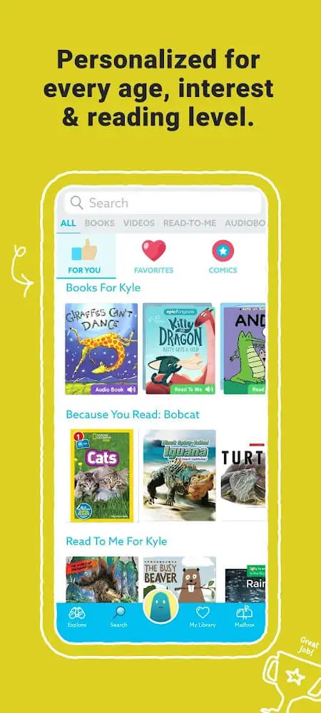 Screenshot of the Epic Reading app
