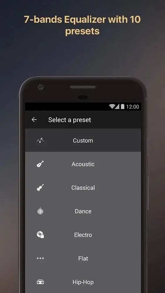 Screenshot of the Equalizer+ app