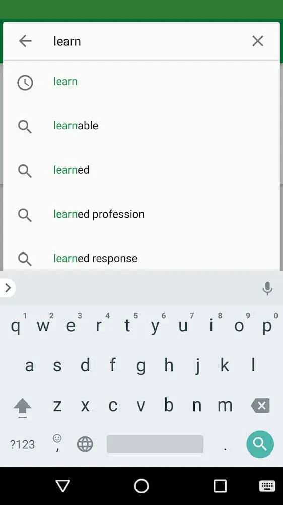 Screenshot of the Erudite Dictionary app