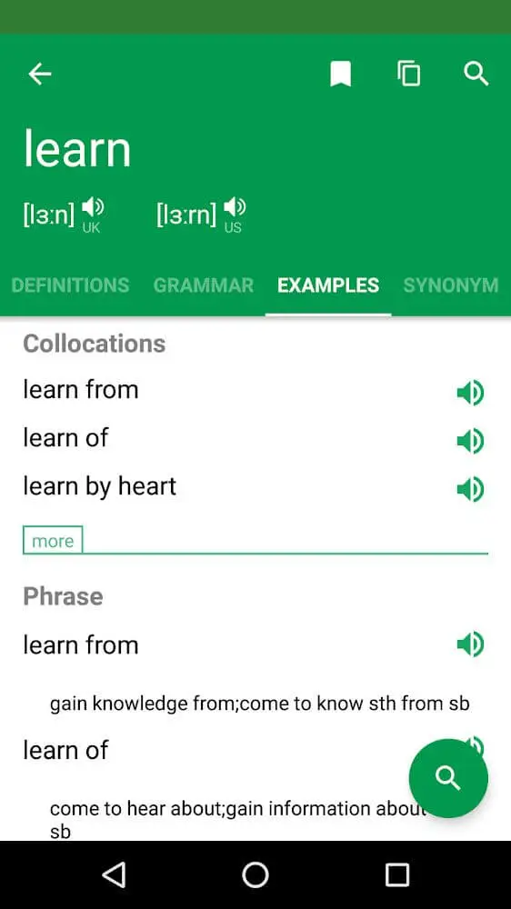 Screenshot of the Erudite Dictionary app