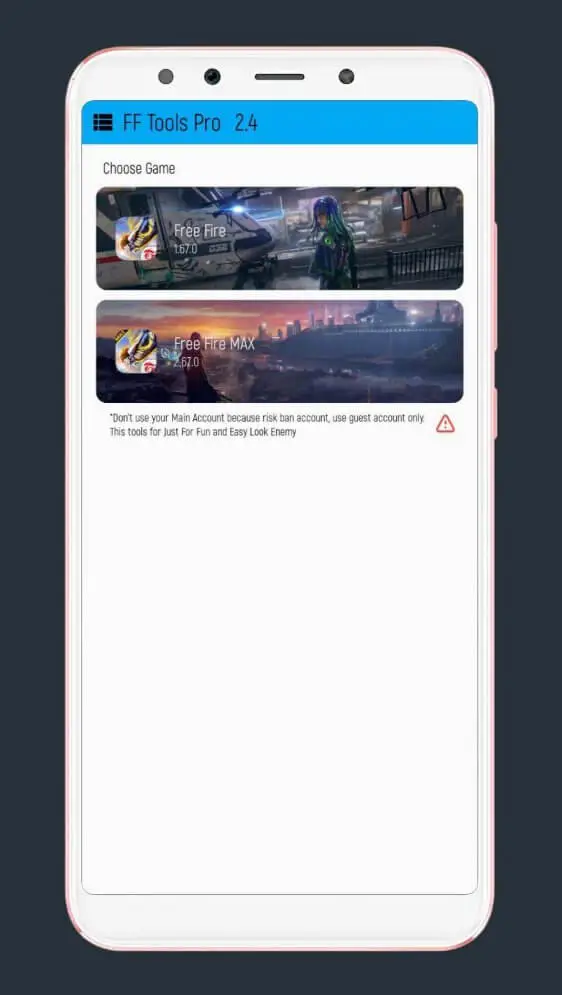 Screenshot of the FF Tools app