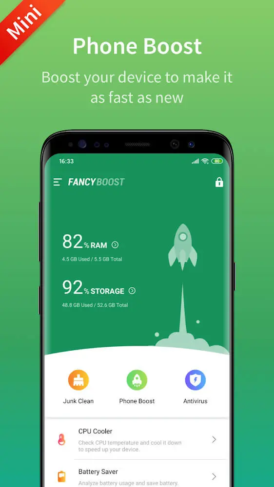 Screenshot of the Fancy Booster app