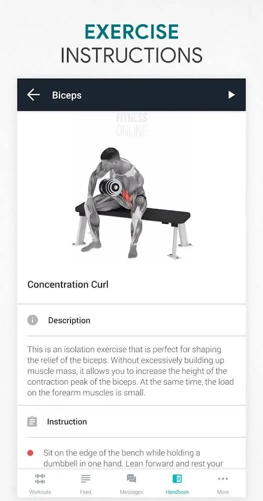 Screenshot of the Fitness Online app