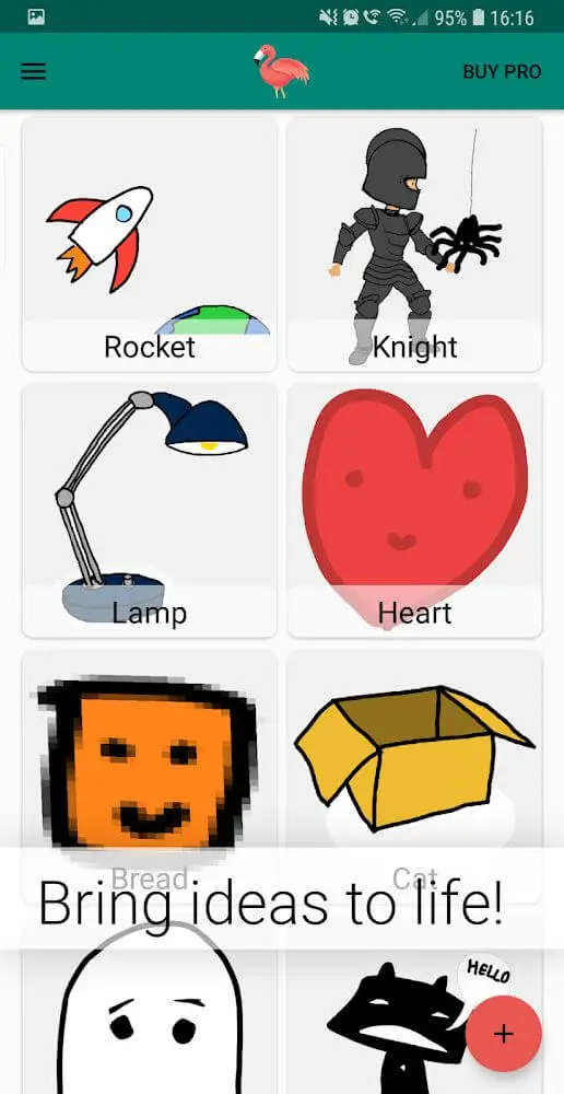 Screenshot of the Flamingo Animator app