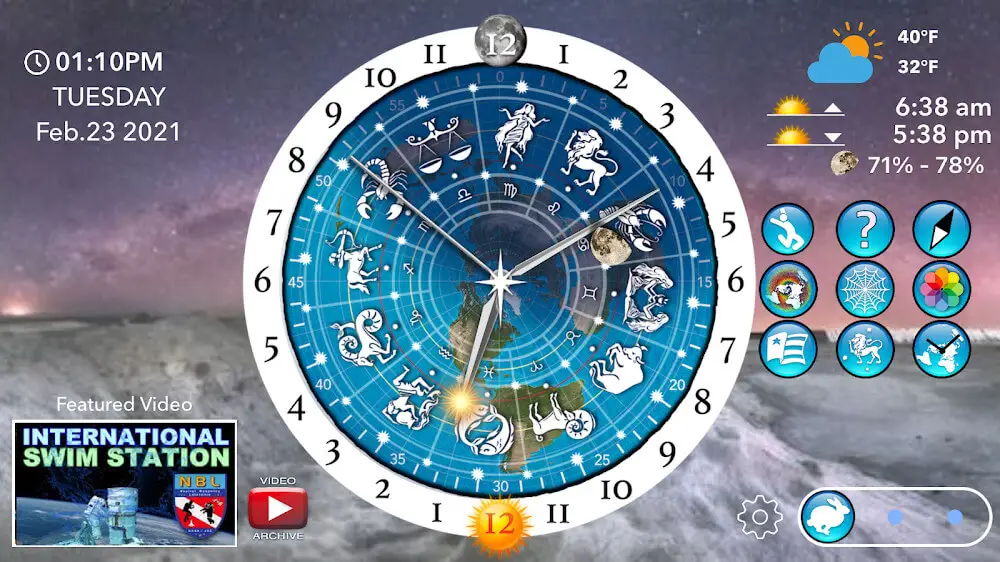 Screenshot of the Flat Earth Sun Moon & Zodiac Clock game