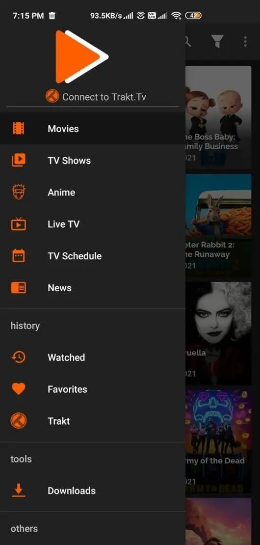 Screenshot of the FreeFlix HQ app