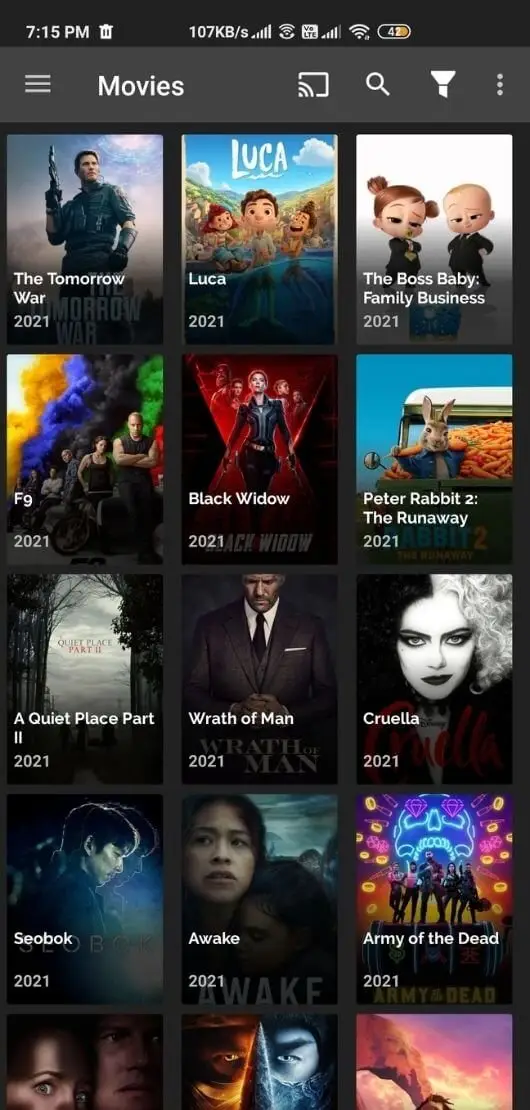 Screenshot of the FreeFlix HQ app