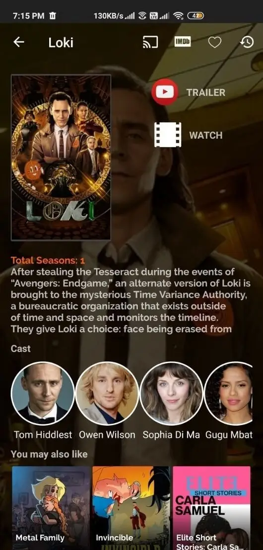 Screenshot of the FreeFlix HQ app