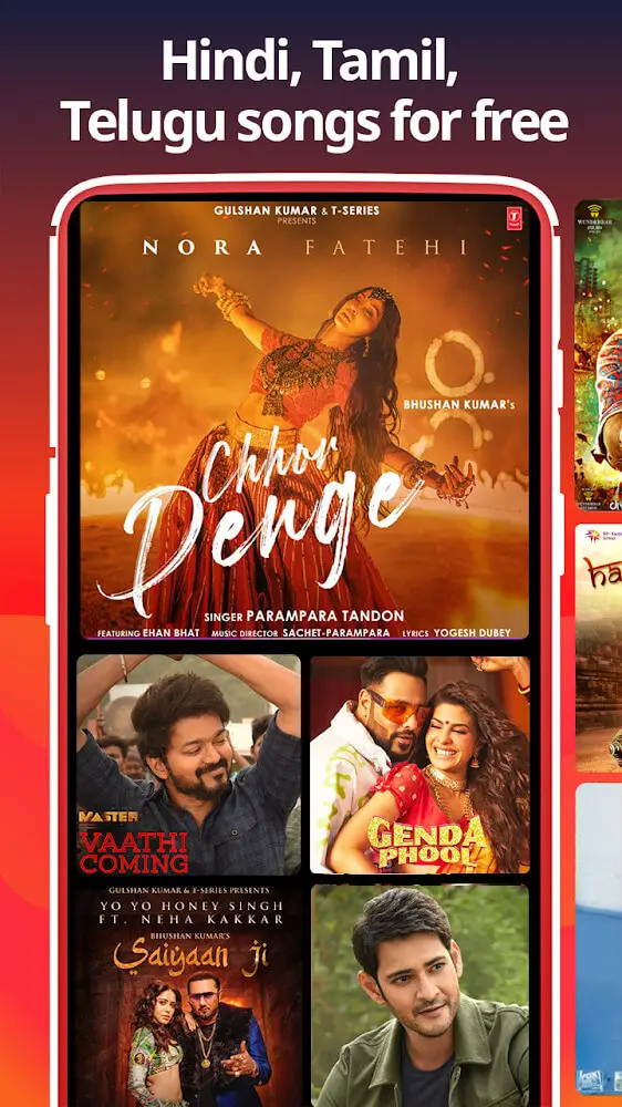 Screenshot of the Gaana Music app