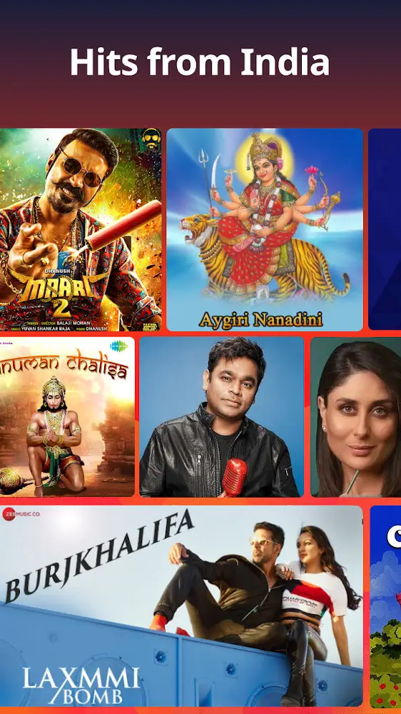 Screenshot of the Gaana Music app