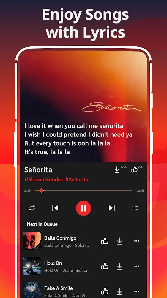 Screenshot of the Gaana Music app