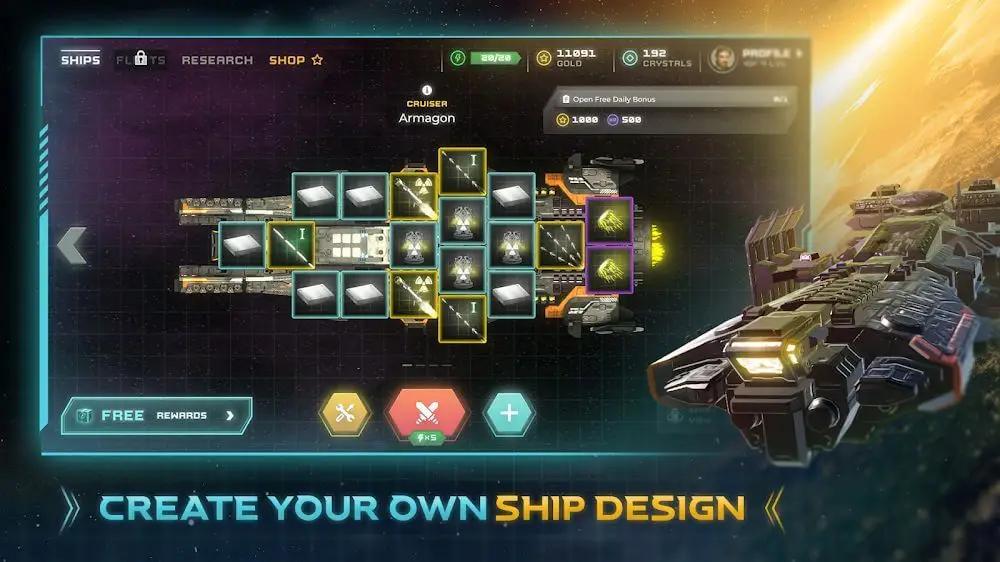 Screenshot of the Galaxy Arena Space Battles game