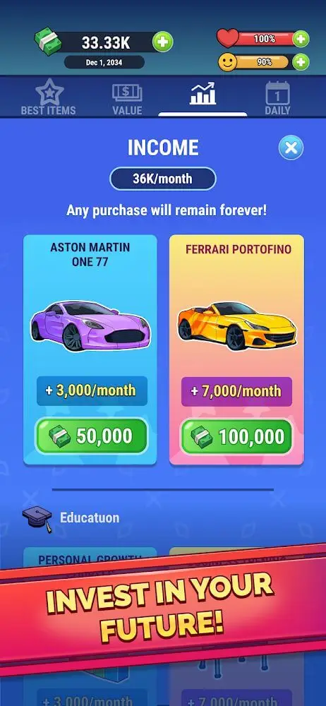 Screenshot of the Get the money app