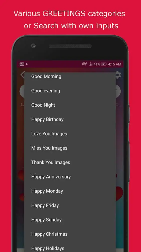Screenshot of the Greeting Photo Editor app