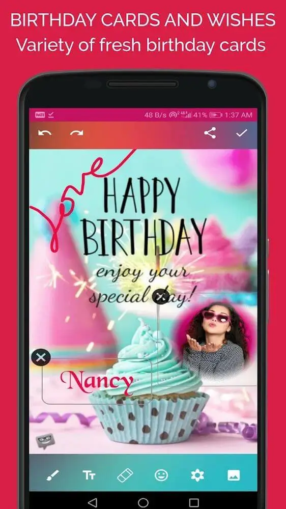 Screenshot of the Greeting Photo Editor app