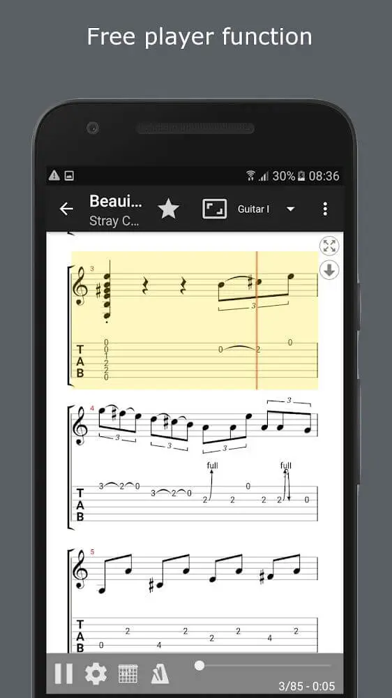 Screenshot of the GuitarTab app