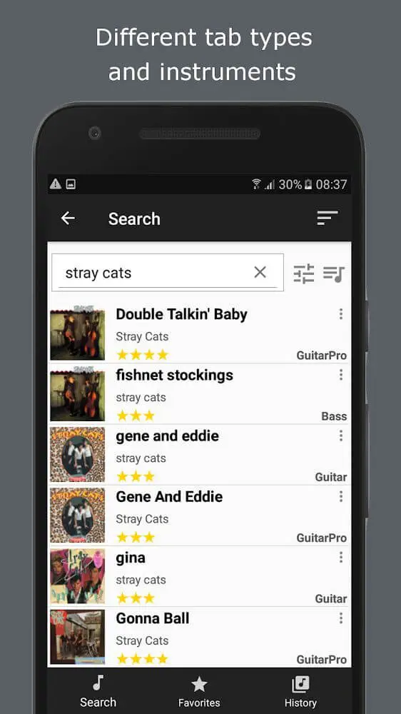Screenshot of the GuitarTab app