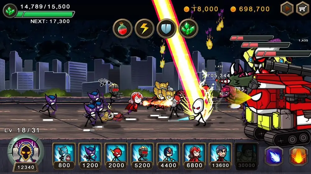 Screenshot of the HERO WARS: Super Stickman Defense game