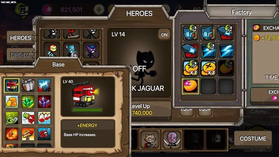 Screenshot of the HERO WARS: Super Stickman Defense game