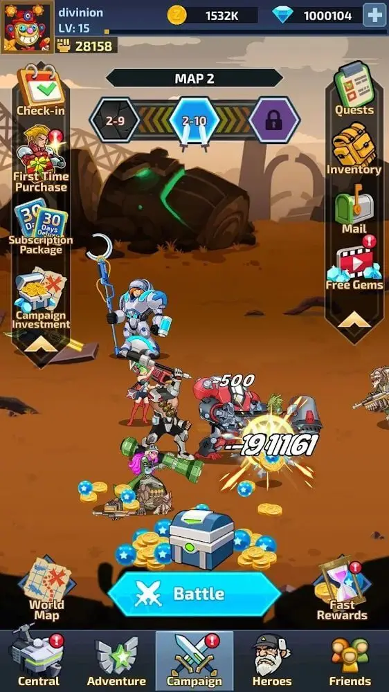 Screenshot of the Idle Arena - Clicker Battle app