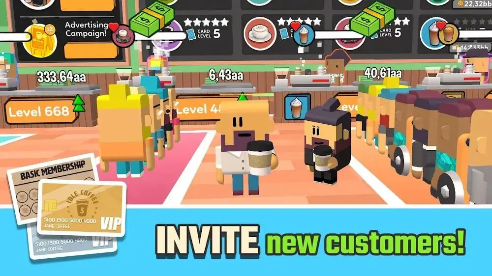 Screenshot of the Idle Coffee Corp game