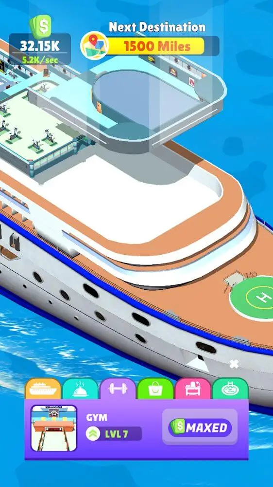 Screenshot of the Idle Cruiseliner app