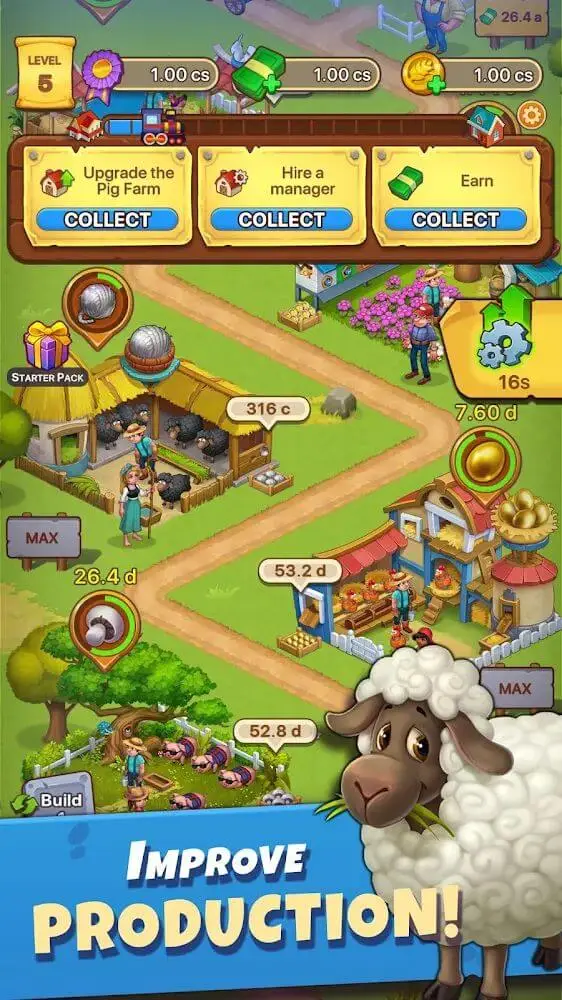 Screenshot of the Idle Farmer Tycoon app