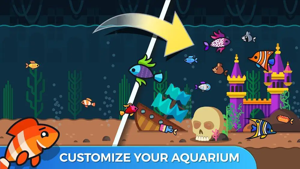 Screenshot of the Idle Fish Aquarium game