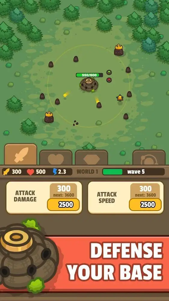 Screenshot of the Idle Fortress Tower Defense app