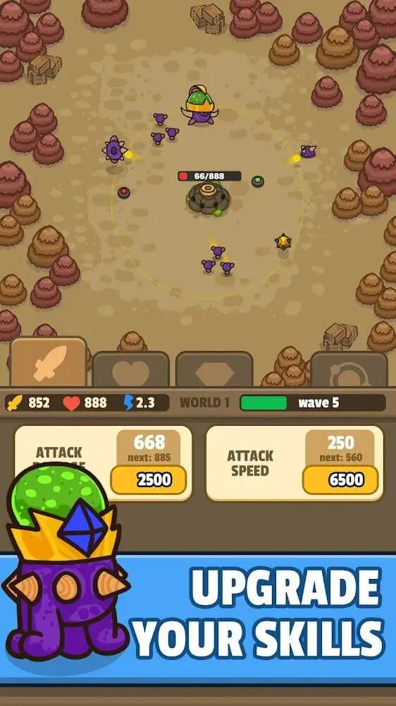 Screenshot of the Idle Fortress Tower Defense app