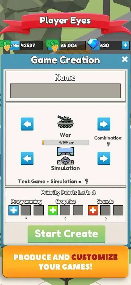Screenshot of the Idle Game Dev Empire app