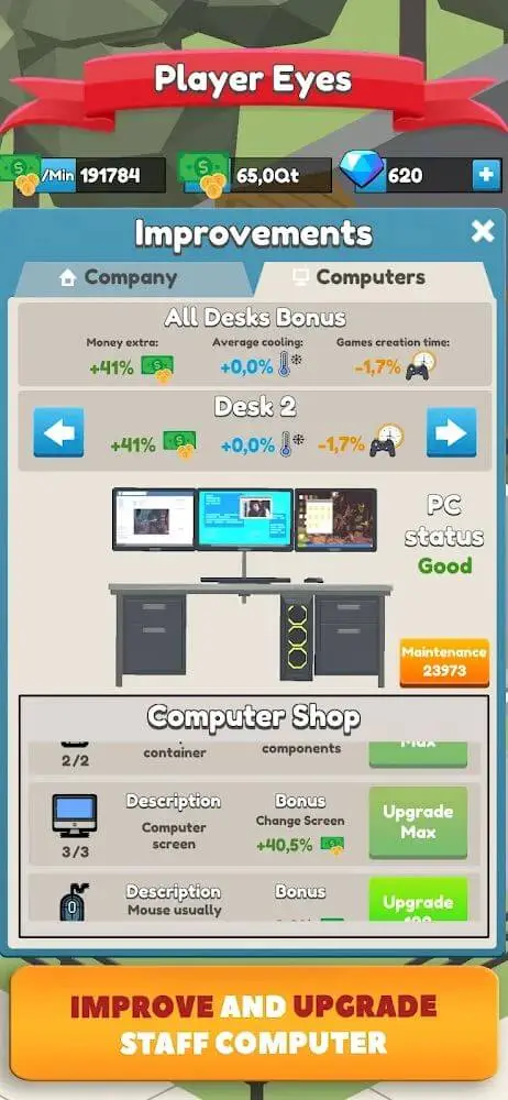 Screenshot of the Idle Game Dev Empire app