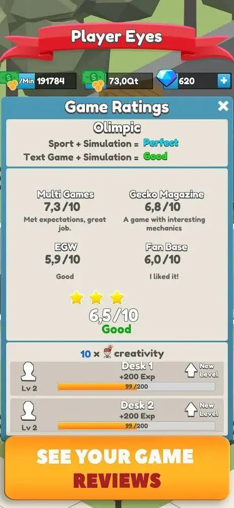 Screenshot of the Idle Game Dev Empire app