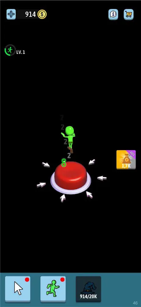 Screenshot of the Idle Green Button app