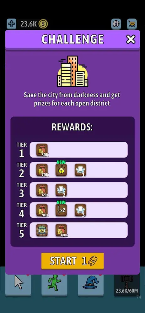 Screenshot of the Idle Green Button app