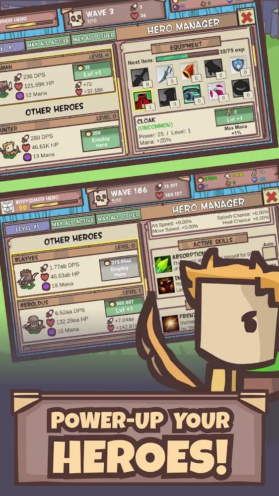 Screenshot of the Idle Hero Defense app