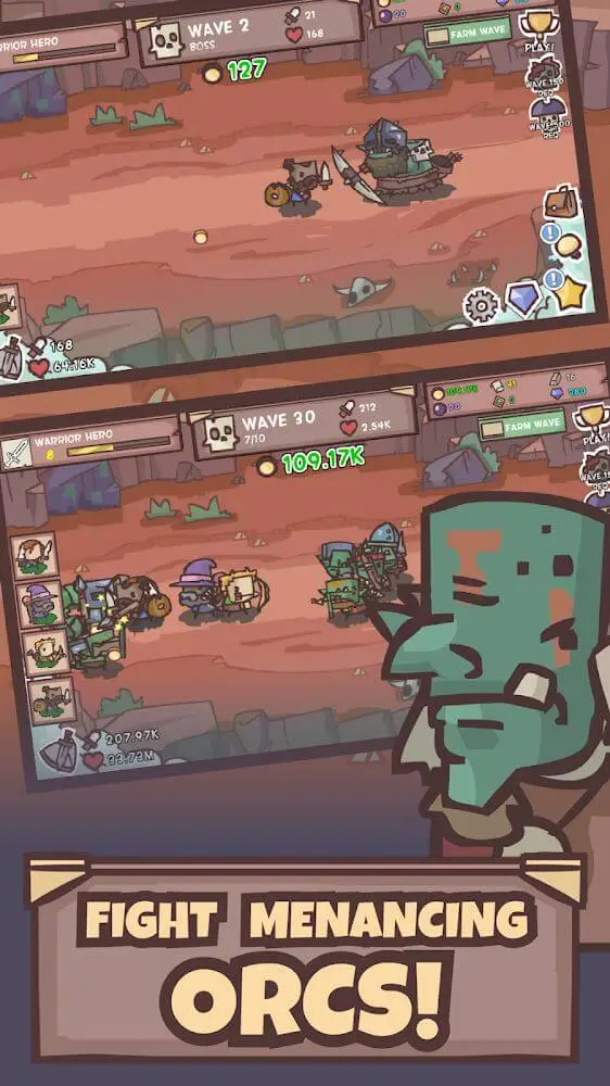 Screenshot of the Idle Hero Defense app