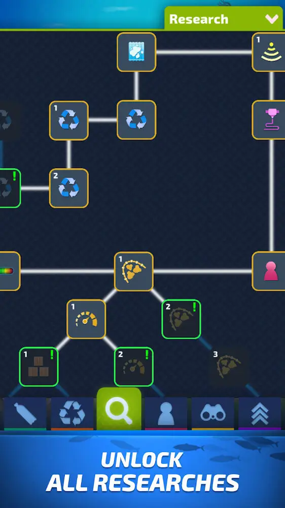 Screenshot of the Idle Ocean Cleaner app