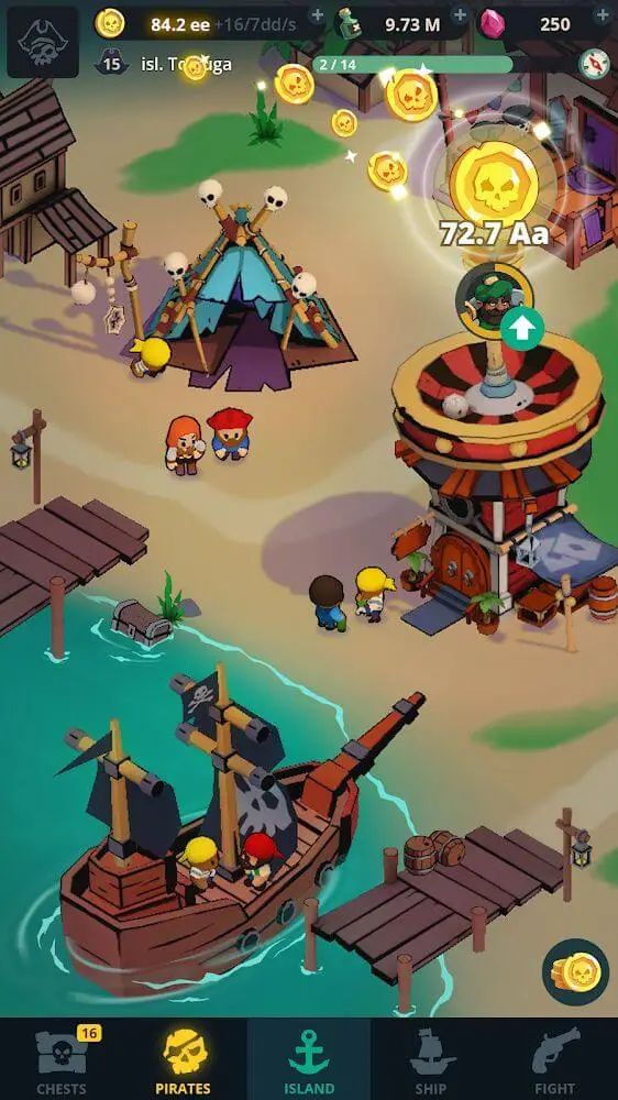 Screenshot of the Idle Pirates app