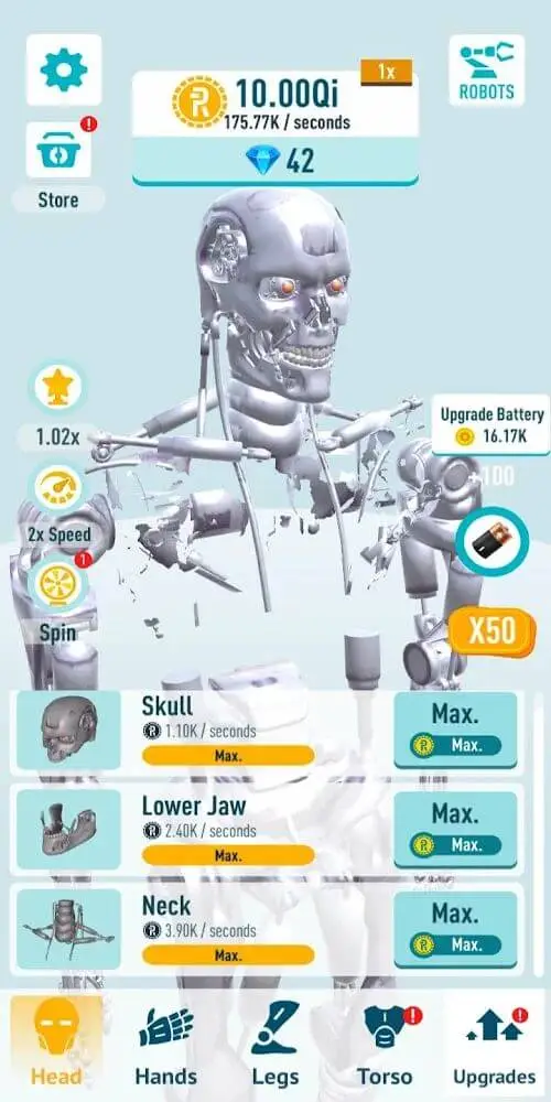 Screenshot of the Idle Robots app