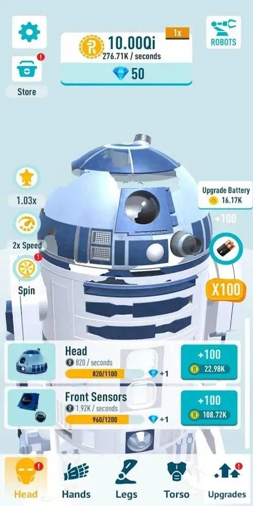 Screenshot of the Idle Robots app