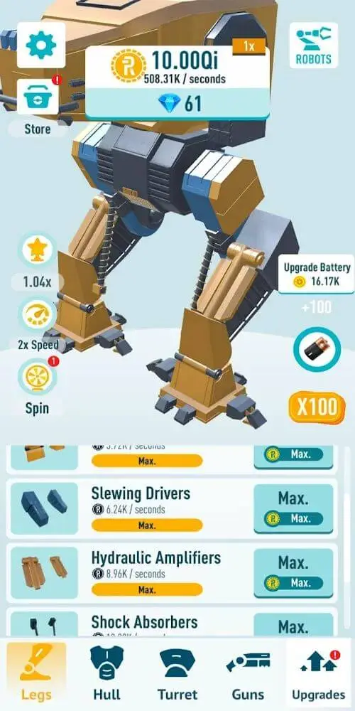 Screenshot of the Idle Robots app